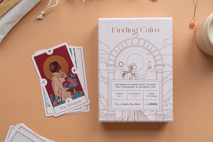 Finding Calm - A Calming Tarot Card Game | 1-4 Players, Includes Guidebook for Mental Health, Mindfulness, and Positive Affirmations, for Oracle Beginners