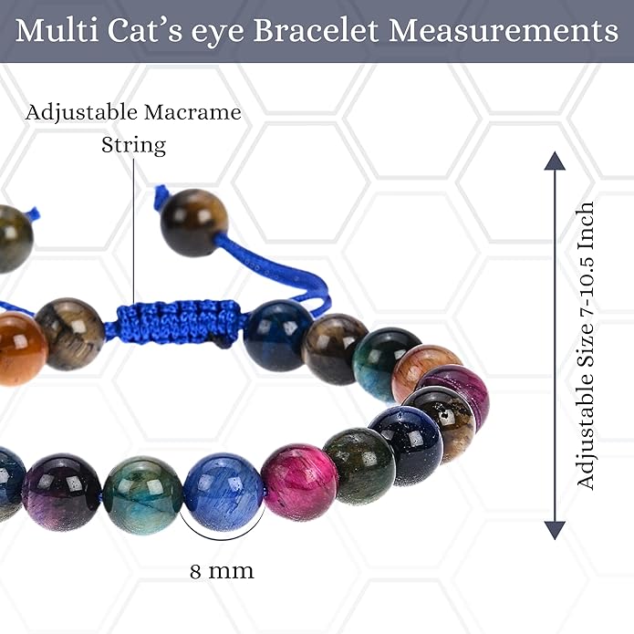 Energy Protection Crystal Handmade Adjustable Bead Bracelet Perfect for Men, Women’s Gift - Gemstone Healing Stretch Bracelet Pulsera Para Hombre Mujer Stocking Stuffer