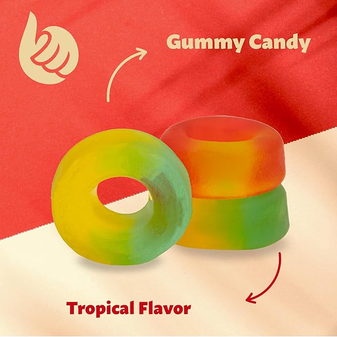 Fruit Gummy Rings Candy | 2-Pound Pack | Tropical Flavors | Mini Size