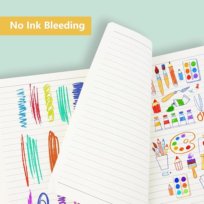 Journals for Writing, A5 Leather Ruled Notebook with 400 Pages, 100 Gms College Ruled Journal with Thick Paper, Hardcover with Inner Pocket & Pen Holder, Bluish Green