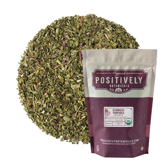 Organic Positively Botanicals Company, Echinacea Purpurea, Herbal Tea Loose Leaf Botanical, 16 Ounce