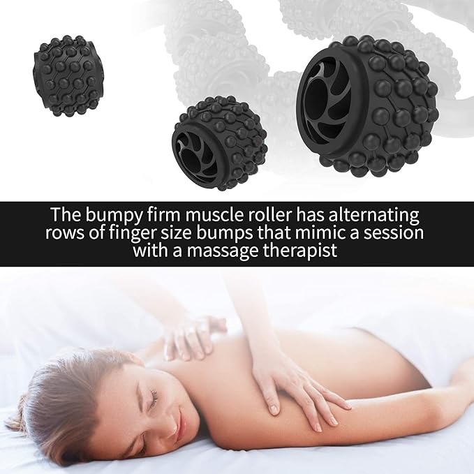 Cellulite Massage Tool Muscle Roller - Deep Fascia Massager & Dimpled Skin Remover for Legs, Thighs & Buttocks - Anti-Cellulite Roller, Smooth Skin, Pain Relief（Black - 6 Wheel）