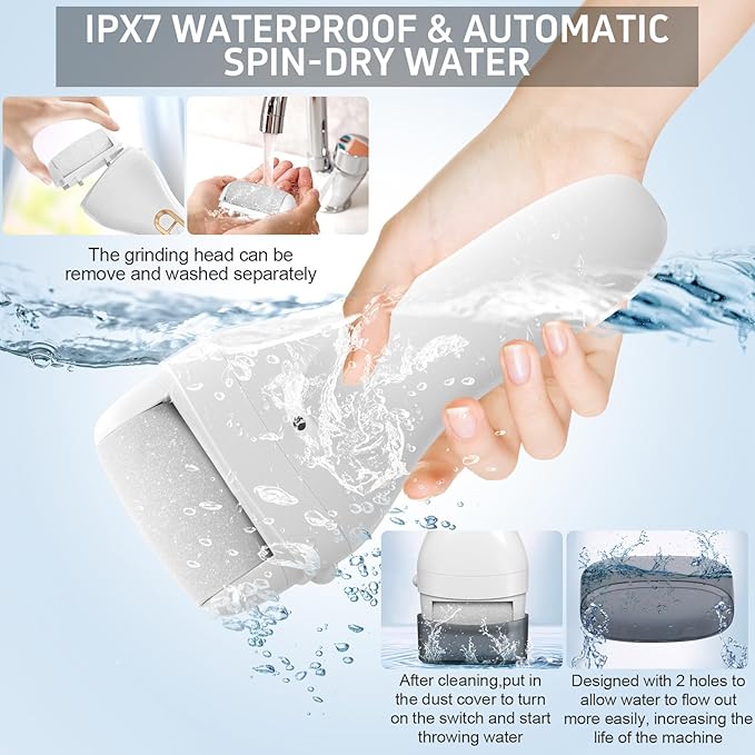 Electric Callus Remover for Feet,Rechargeable Electronic Foot File Pedicure Tools,Professional Waterproof Foot Scrubber File,Portable Pedi Feet Care for Cracked Heels &Dead Skin with LCD Display