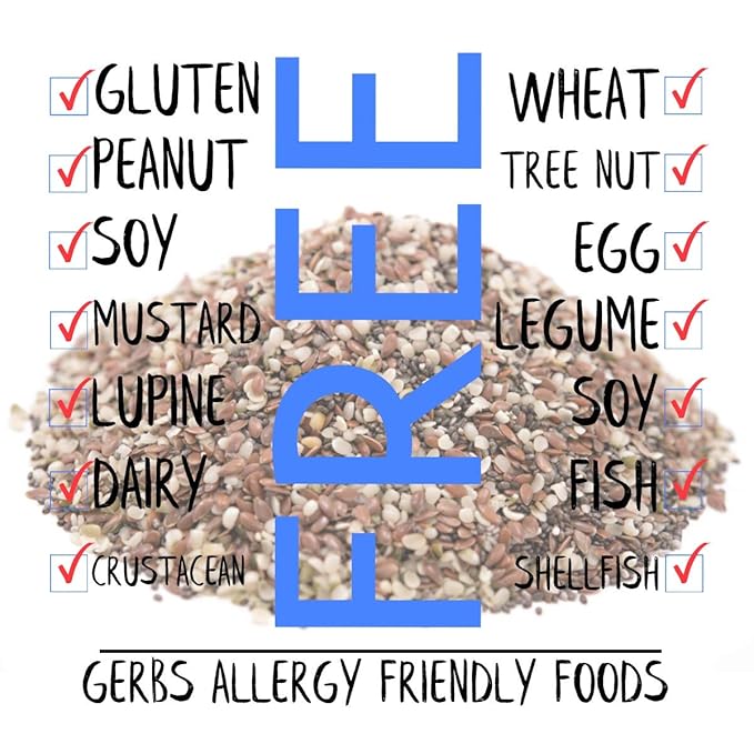 GERBS Super 3 Seed Snack Mix 2 LBS. Premium Grade | Top 14 Food Allergy Free | Resealable Bulk Bag | Made in USA | Raw Flax, Chia, Hemp Seed Trail Mix | Gluten Peanut Tree Nut Free