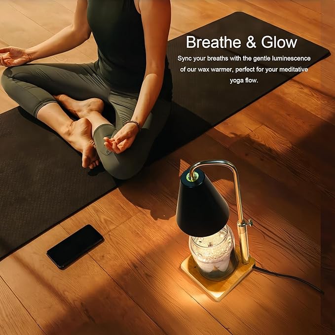 Candle Warmer Lamp with Timer Electric Wax Warmer for Scented Wax Melt Warmer Melter for Jar Candles Touch and Remote Control Dimmable Adjustable Height Gifts for Women 2 Bulbs,Black Metal