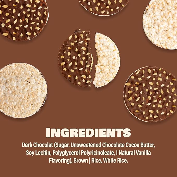 LIEBERS Thin Chocolate Rice Cakes, Kosher Certified Dairy and Dairy Free Options, Gluten Free Snack (Brittle Topped Dark Chocolate)