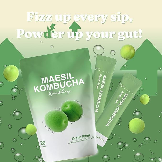 DALAMHARI Kombucha Powder | Green Plum 20T | Probiotic Soda Urban Remedy Kombucha Synergy Scoby Starter Kit Adaptogen Drink Health Ade Kombucha Tea Bubbly