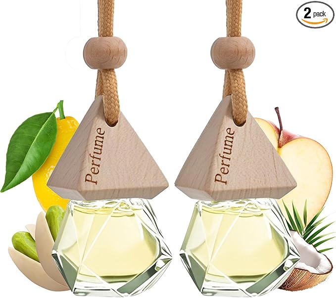 Car Air Freshener Hanging Diffuser – Long-Lasting Essential Oil Scent (Up to 60 Days) – Non-Toxic & Eco-Friendly – 2-Pack Auto Fresheners Made in USA