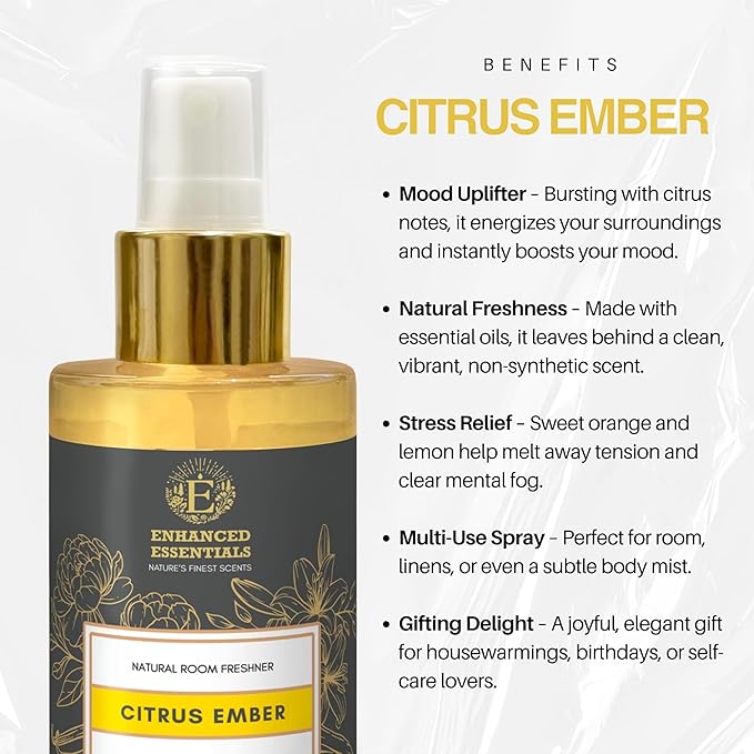 Citrus Ember – Fresh & Zesty Room Spray Made with 100% Essential Oils – Brightens Moods & Spaces Naturally | No Synthetic Fragrance | 100ml