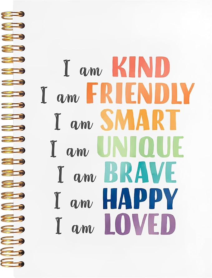 BearCake Positive Affirmation Gifts, I am Kind Smart Brave Affirmations Notebook, Inspirational Notebooks, Affirmation Journal, Encouragement Gifts, Hardcover Spiral Notebook 5.5x8.3