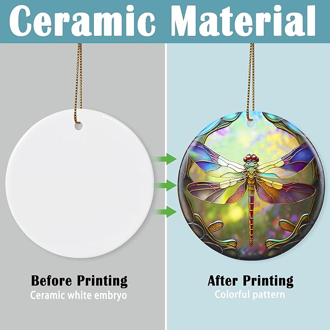 Dragonfly Christmas Ornaments, Touber Christmas Hanging Ornament, Christmas Tree Ornaments, Holiday Decor, Gifts for Dragonfly Lovers, Dragonflies Theme Gift - Pattern E