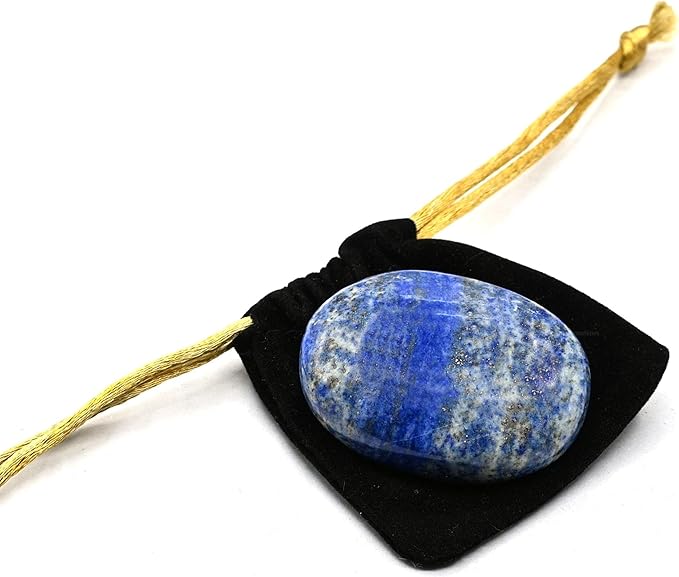 Amazing Gemstone Lapis Lazuli Crystals and Healing Stones - Large Palm Stone Crystals Piedra - Crystal for Good Luck, Balanced Positive Energy, Meditation - Unique Stocking Stuffers, Gifts for Women