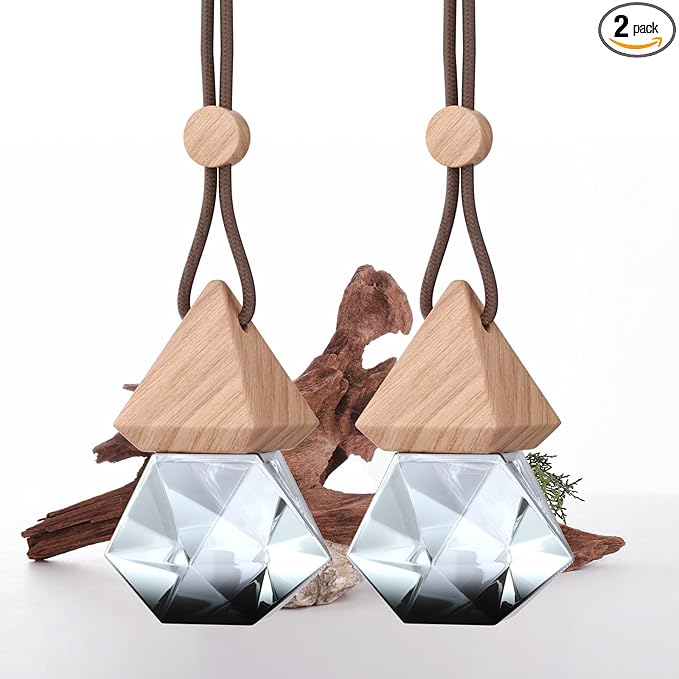 Car Air Freshener Hanging, 2 Pcs Ebony Agarwood Drift Car Air Freshener, Wooden Fragrance Expanding Bottle Cap, 10ml Per Bottle, Used for Car Decoration and Fresh Air (Ebony agarwood)