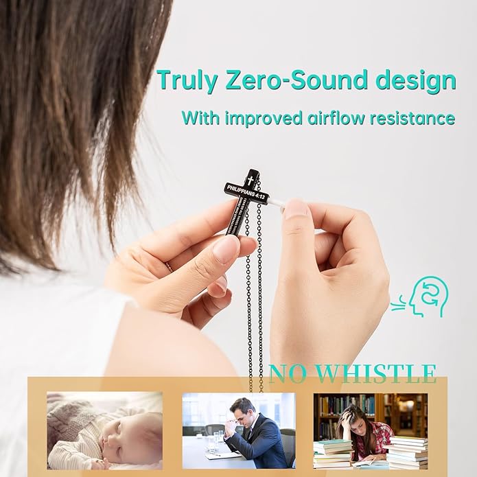 Cross Breathing Necklace for Anxiety, Inspirational Bible Verse Mindfulness Pendant Necklace, Stainless Steel Meditation Breathwork Tool, Anxiety Relief Items for Teens Gift