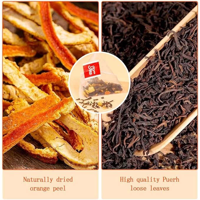 Eilin YHT Puerh Tea Bags with Aged Orange Tangerine Peel 50 Counts x 3Grams