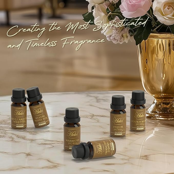 Hotel Diffuser Oils Gift Set - ARVIDSSON Hotel Essential Oils for Diffuser, Luxury Fragrance Oil Set - Inspired by 5 Star Hotels Including Hilton, Four Season and More Scents, Gift for Women and Men