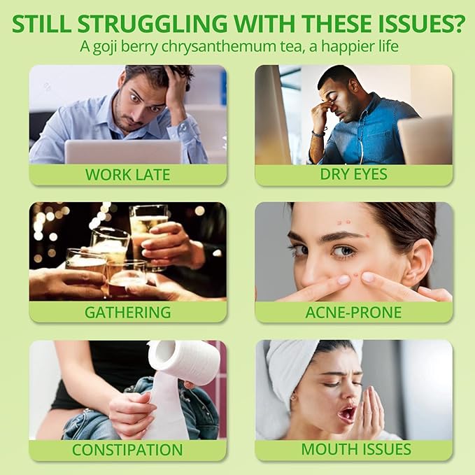 Goji Berry Chrysanthemum Tea - Dandelion Wolfberry Tea for Liver Cleanse & Detox, 8 Excellent Raw Material - Liver Health Chinese Herbal Tea Bags - Vegan, Sugar-Free & Caffeine-Free (2Box(30Bags))