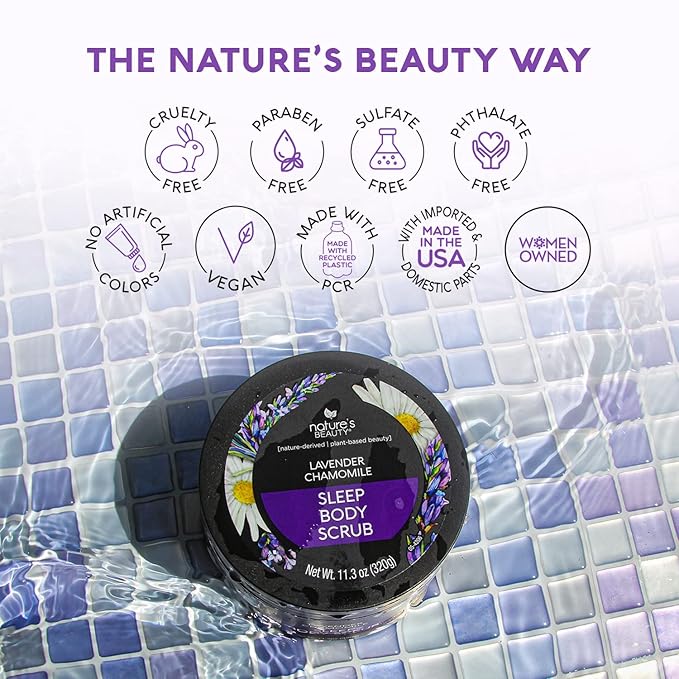 Nature's Beauty Lavender Chamomile Sleep Body Scrub Multi-Pack - Gently Exfoliate, Moisturize & Sooth Combination to Dry Skin, Made w/Coconut, Jojoba + Moringa Seed Oils, 11.3 oz (2 Pack)