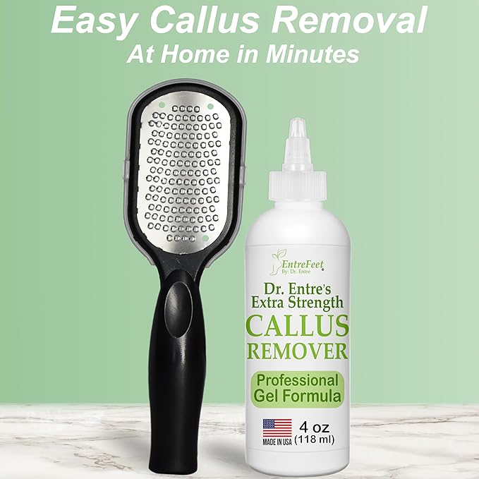 Dr. Entre's Callus Remover Gel & Foot File: Extra Strength Callus Remover for Feet, Foot Callus Remover Care, Pedicure Tools Supplies, Spa Kit, Dead Skin Scrubber, 4 oz