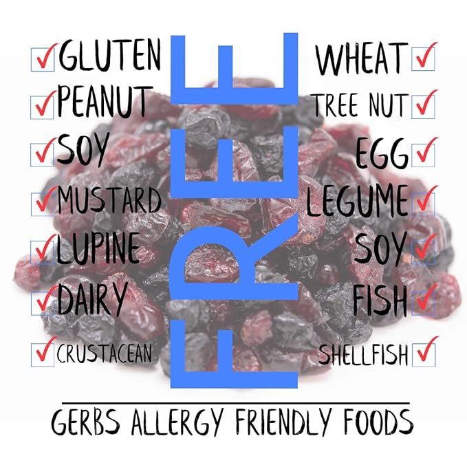 GERBS Blueberry & Cranberry Dried Fruit Snack Mix 2 LBS. Premium Grade | Top 14 Food Allergy Free | Resealable Bulk Bag | Made in USA | Packed with Antioxidants | Gluten Peanut Tree Nut Free