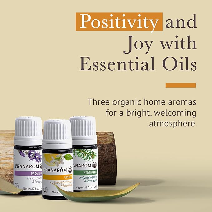 Pranarom - Uplift Diffusion Essential Oil Set (3-Pack of 5ml) - 100% Pure Natural Therapeutic Grade Essential Oil | USDA and ECOCERT Certified Organic