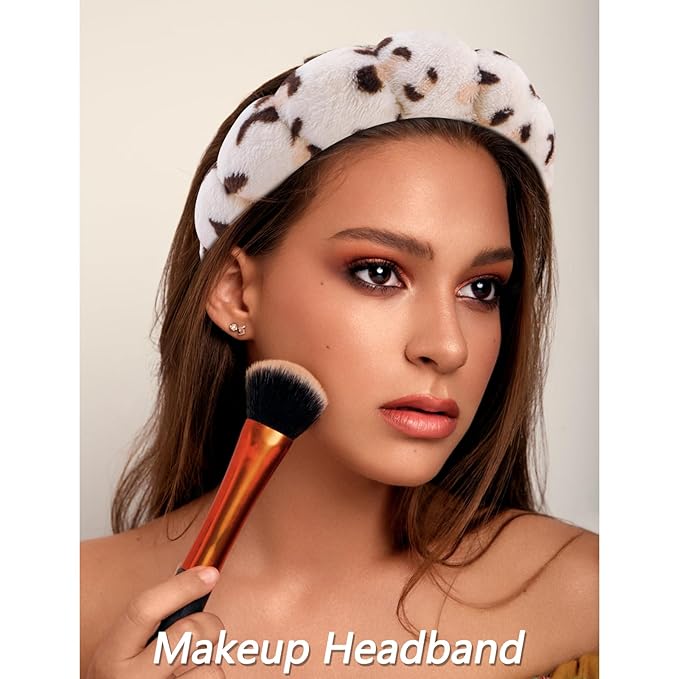 VELSCRUN 6 Pack Spa Headband, Makeup Headband, Face Wash Headbands, Skincare Headbands, Leopard Sponge Hair Band Bow Tie Spa Head Band for Washing Face Wristband Set Hair Accessories for Women Gifts