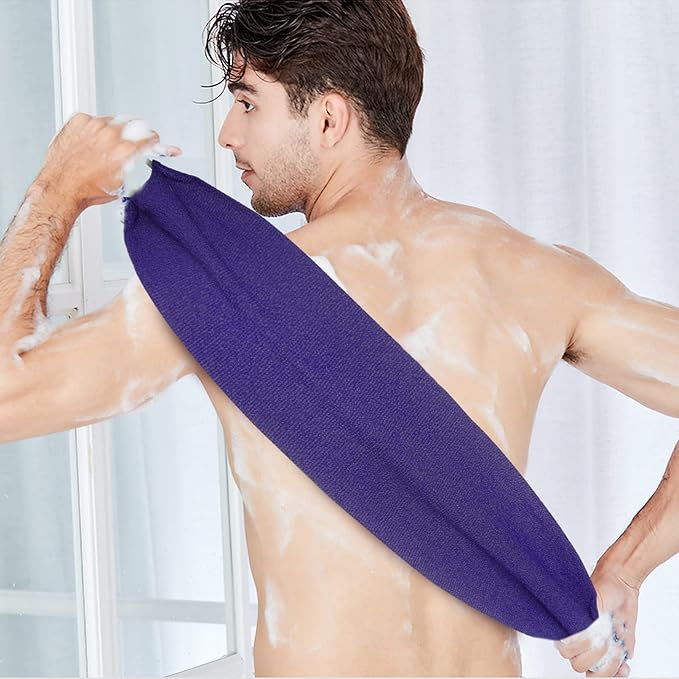 Evridwear Exfoliating Back Scrubber with Handles Two Sides for Body Shower Deep Cleans Skin Massages Invigorating Blood Circulation Men Women One Size (Purple)