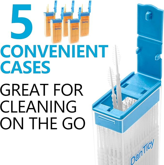 Brushpicks Interdental Toothpicks,Soft Bristle Dental Floss Picks Toothpicks,Helps Removes Plaque and Debris Between Your Teeth 600PCS (Pack of 5) Orange