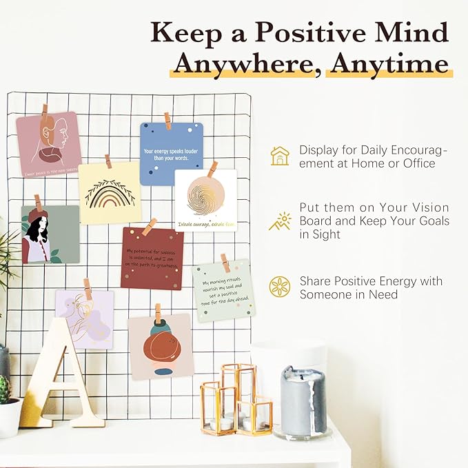 Hihealer Christmas Gift - 52 Positive Affirmation Cards for Women, Daily Motivational and Inspirational Cards for Mindfulness, Meditation, Self-Care Gifts for New Moms, Xmas Gift for Mom and Women