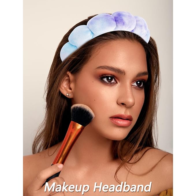 VELSCRUN Spa Headband, Makeup Face Wash Skincare Headbands, 6 Pcs Light Colorful Sponge Bow Tie Get Ready HairBand Facial Wristband Set, Stuff for Teen Girls Women Trendy Fashion Hair Accessories