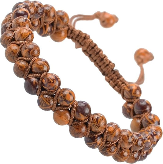 MASSIVE BEADS Double Layer Natural Chakra Healing Power Crystals Macrame Bracelet Yoga Stone Beads Gemstone Meditation Relax Anxiety Bangle for Unisex Women Men