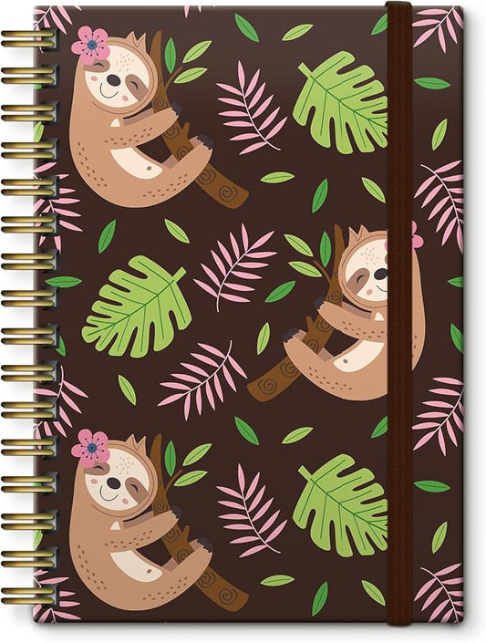 Cute Spiral Notebook, Journal for Women, Hardcover Spiral Journal, 5.5 x 8.3 Inches, 120 Pages,100gsm Paper, for Gifts Nurse Teacher Women Office Supplies(Cute Sloth)