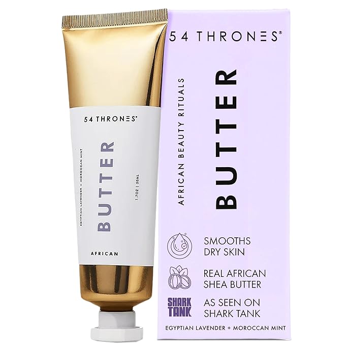 54 Thrones African Beauty Shea Butter, Intensive Dry Skin Support, Moisturizing Body Butter for Women, Moisturizing Body Balm and Cream, Egyptian Lavender + Moroccan Mint