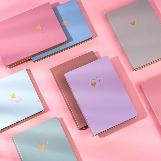 CAGIE Lined Journal Notebook for Women and Girls 256 Pages Cute Diary with Heart-Shaped Leather Journals for Writing A5 Soft Cover Notebooks for Work School, Purple