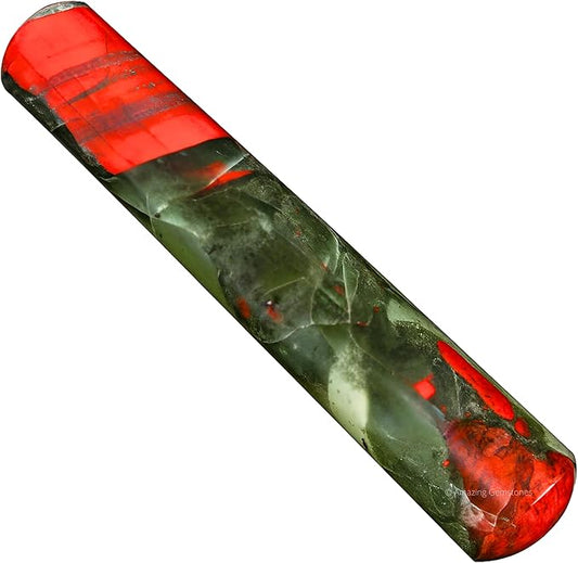 Amazing Gemstone African Bloodstone Crystal Wand Massage Stick - Pelvic Wand Gua Sha for Adults - Crystals and Healing Stones Massage Wands for Adults Gifts (Smooth)