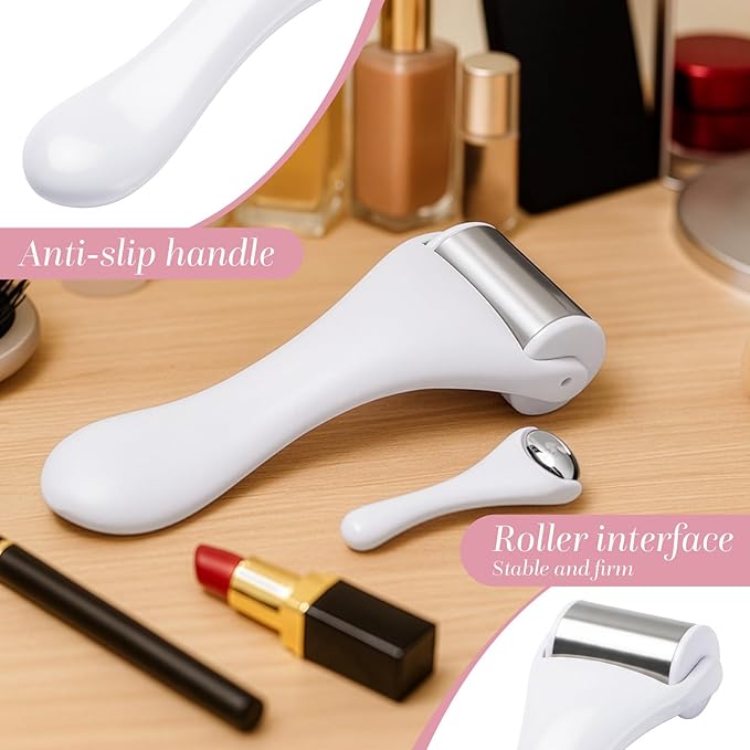 Tondiamo 2 Pcs Muscle Roller Stick Fascia Body Cellulite Face Muscle Massage Roller Manual Massage Tools for Muscles Relief Neck Arm Back Leg Rollers Deep Release(White,Metal)
