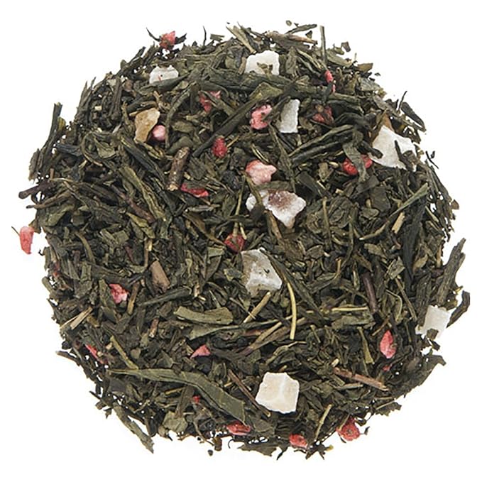 Long Island Strawberry Green Tea | Loose Leaf Sencha Style | Hunan China Green Tea with Sweet Strawberry Flavor and Dried Papaya Pieces | Refreshing Fruity Blend | 4oz Pouches