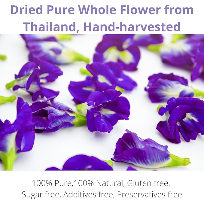 Butterfly Pea Flower Tea Bags – 50 Count, 100% Natural Butterfly Tea from Thailand, Caffeine-Free, Dried Blue Pea Flowers for Hot & Iced Tea, Vibrant Color-Changing for Relaxation & Wellness