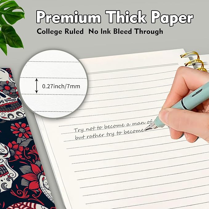 Cute Spiral Notebook, Journal for Women, Hardcover Spiral Journal, 5.5 x 8.3 Inches, 120 Pages,100gsm Paper, for Gifts Nurse Teacher Women Office Supplies(Cute Red Skull)