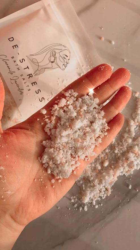 Soothing Bath Salts – 8 oz Relaxing Chamomile Lavender Soak with Epsom Salt, Himalayan Pink Salt and Sea Salt – Natural, Calming, Stress Relief and Soft Skin