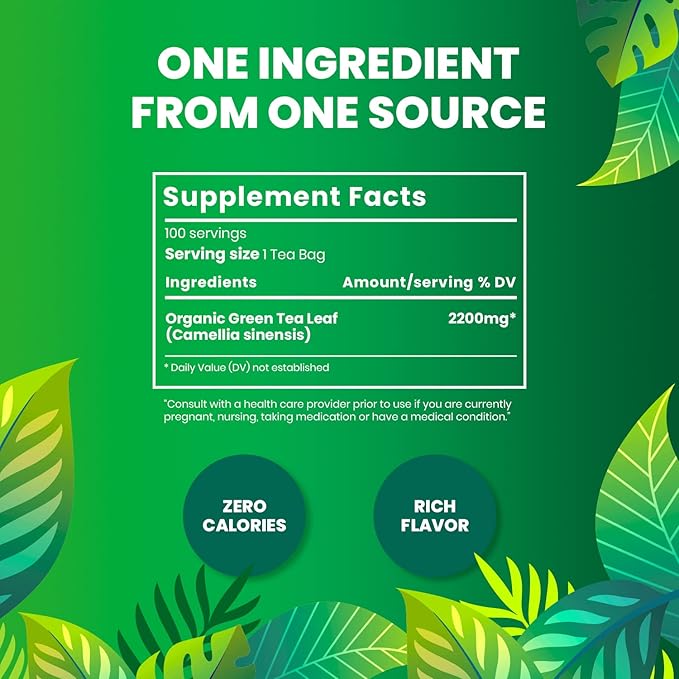 Organic Green Tea — 100 Tea Bags| Organic Tea From Single Origin | Eco-Friendly Tea Bags | Non-GMO Tea With Zero Sugar | Cederberg Tea Company