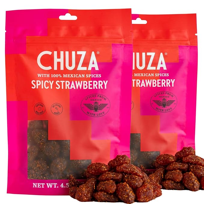CHUZA Spicy Dried Strawberries, Mexican Snacks Chili Strawberry Dried Fruit, Spicy Mexican Candy for Adults and Children, Natural Dried Strawberries-2 Pack