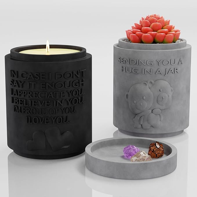 Candle Planter Triple Purpose Romantic, Aromatherapy Candles - Natural Soy Wax, Long-Lasting 50-Hour Burn, Apple Scents - Gifts for Him, Her,Cool, Couple, Husband and Wife Birthday Gift Ideas