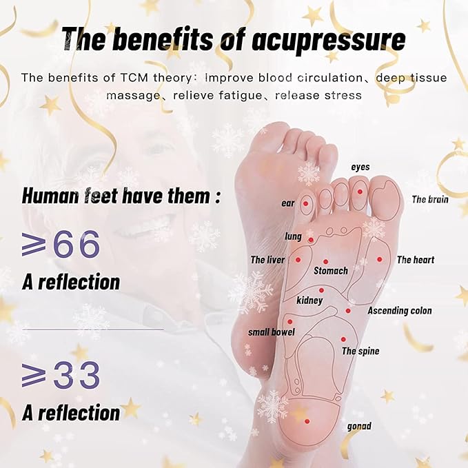 Foot Massager Roller for Plantar Fasciitis Relief, Dual Foot Acupressure Therapy for Pain Relief, Stress Relief and Improved Circulation, Portable Reflexology Tool for Home and Office Use (Purple)