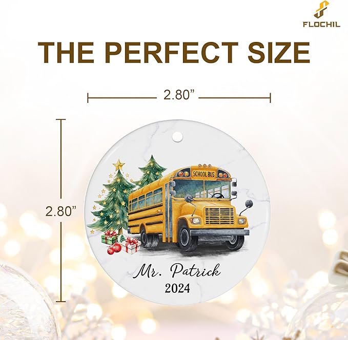 FLOCHIL Personalized School Bus Driver Christmas Ornaments, Custom Ornaments School Bus Driver with Name, Gifts for Christmas