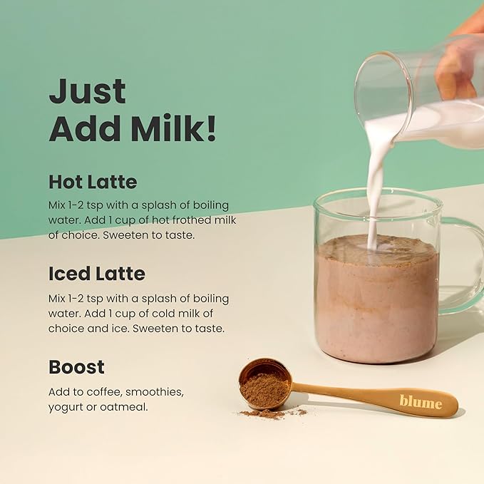 Blume Mint Cocoa Blend - Superfoods latte with Brain Boosting Adaptogen Organic Cacao - Keto Friendly & Vegan Hot Chocolate - 25 Servings