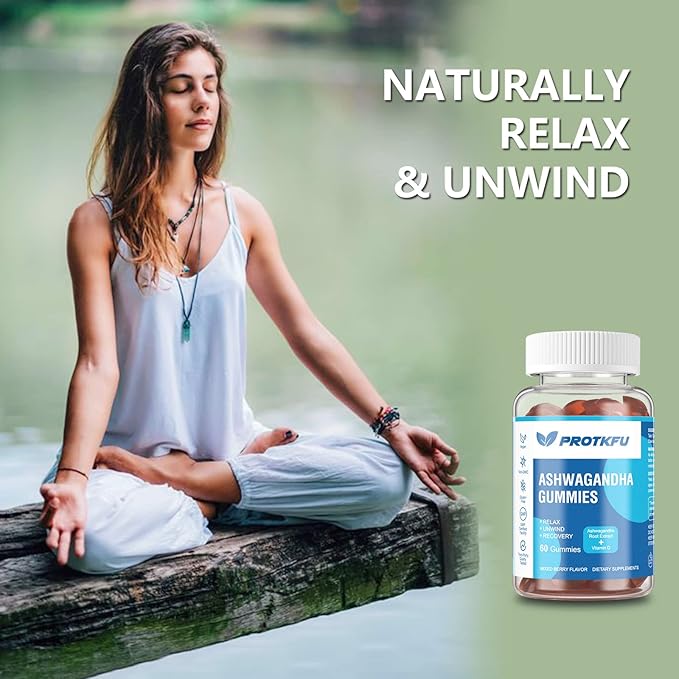 2 Pack Ashwagandha Gummies & Vitamin D3 Gummies Organic Aswangdha Supplement for Improve Sleep, Stress Relief & Mood Calm (Non-GMO, Gluten-Free & Sugar Free)