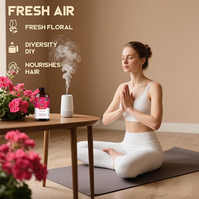 Geranium Essential Oil-Geranium Fragrance Oil 4.33oz (130ml)-100% Pure Natural Scent for Diffusers, Candles, Soap Making & Aromatherapy-Relaxing Home & Gift Essential Oil for Bath, Massage