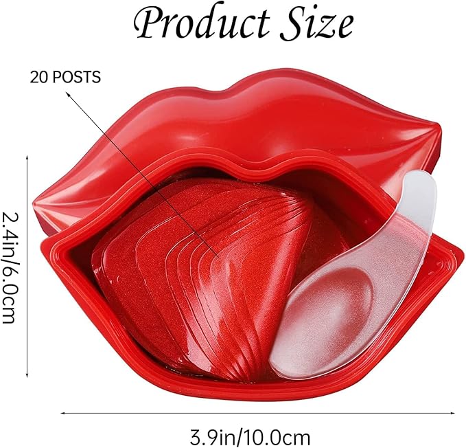 20PCS Collagen Lip Masks,Lip Care Lip Pads Great for Moisturizing,Nourishing & Firms Lip,Lip Sleeping Mask for Plumping Your Lips. (YUEHAO Lip Mask Red)
