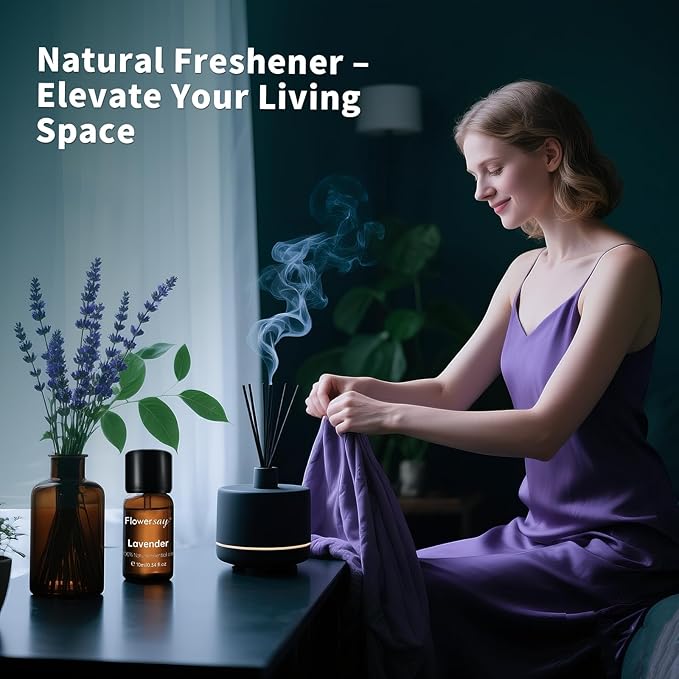 Organic Lavender Essential Oil – Calming Floral Scent, 100% Pure Natural Aromatherapy Oil for Diffuser, Skin, Hair, Sleep & Candle Making – 10ml (0.34 Fl Oz)